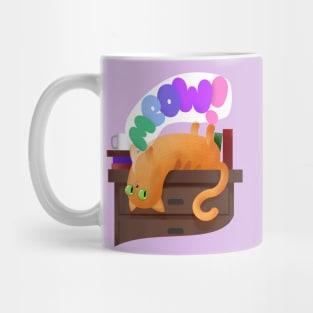 Funny Cartoon Cat with Books Pet Animal Illustration - MEOW Mug